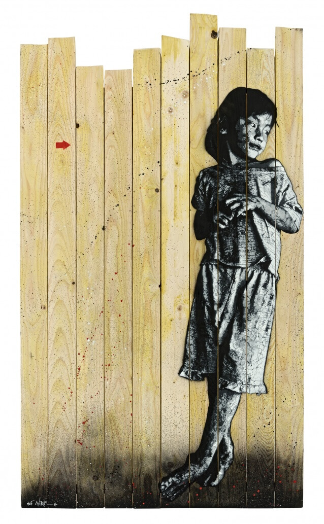 JEF AEROSOL asian girl palissade 170x100cm