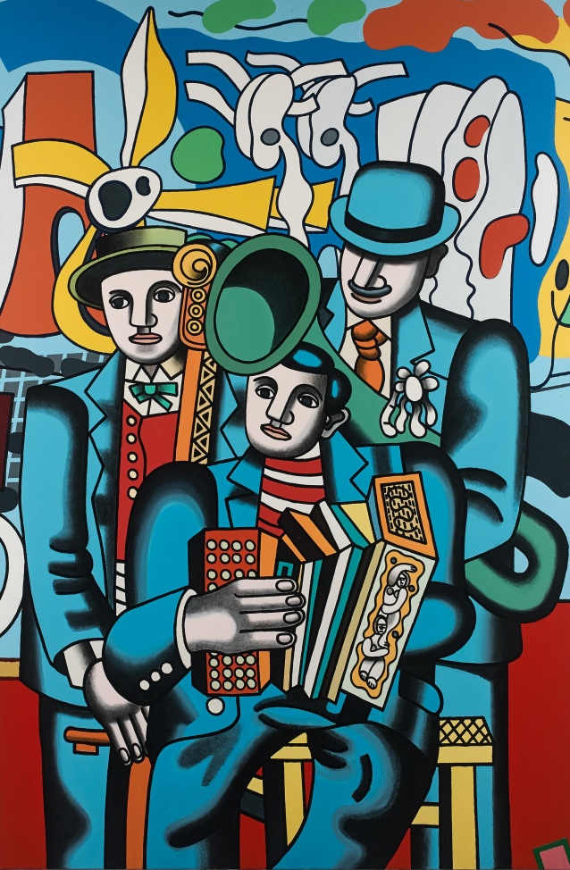 ERRO L'Orchestre avec 3 profil toile 1987 195x130 Prix 85000€